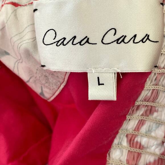 CARA CARA Lexa Floral Tiered Smocked Mini Dress Raspberry Pink White,Large - Picture 7 of 16